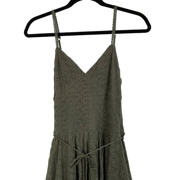 Bebe Olive Lace Overlay Scarf Hem Dress Sweatshirt Strappy NWT $139 Size S - Picture 12 of 13